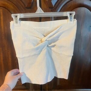 SHEIN Ivory Knotted Knit Skirt